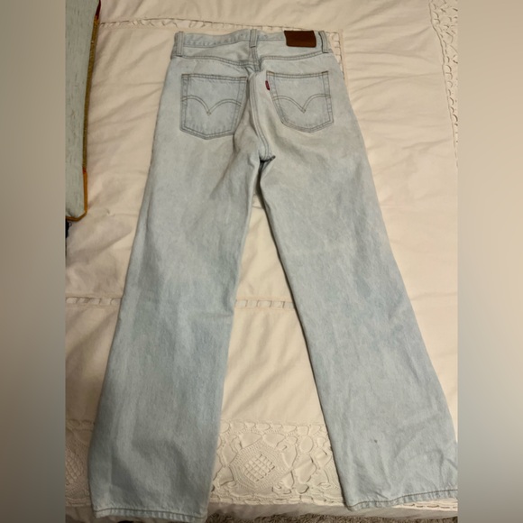Levi's Light Blue Ripped Straight Ankle Jeans - Picture 4 of 5
